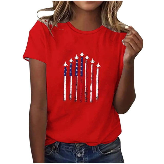 Blusas para las Mujeres Casual, Estampado Manga Corta Cuello Redondo Camiseta Top Hecho de Cómodo Estante de Imitación para Toda la Temporada de Uso Diario, Tops Cortos para las Mujeres