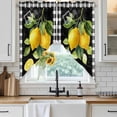 thumbnail image 6 of Yellow Lemon Swag Valances for Windows, Kitchen Window Curtains Over Sink, Summer Botanical Black White Checkered Window Treatment Curtains for Living Room/Bedroom Curtains 2 Panel Sets 36"x45", 6 of 8