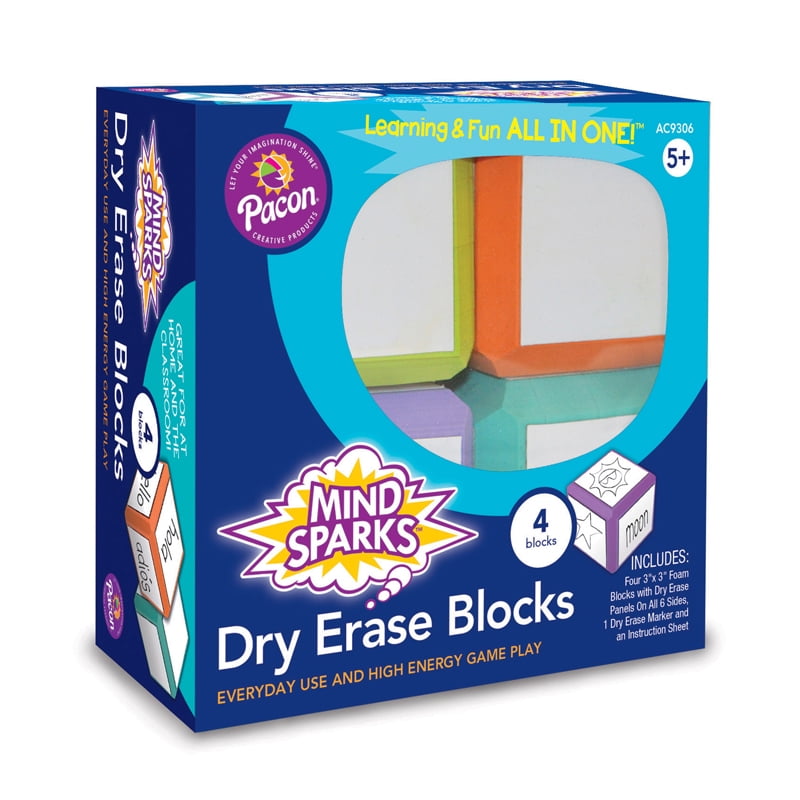 Mind Sparks Dry Erase Blocks, Assorted Colors, 4 Count