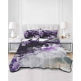 thumbnail image 3 of Purple Black Geometric King Size Down Alternative Comforter, Lightweight Comforter Quilt Bedding Set with Pillow Shams Modern Abstract Crystals Artwork All Seasons Bed Comforter Duvet Insert 96"x106", 3 of 7