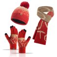 thumbnail image 4 of Winter Beanie Hat Scarf Gloves, Warm Fleece Knit Hat Long Scarf Neck Warmer Touch Screen Winter Gloves Set Gifts for Women, 4 of 4