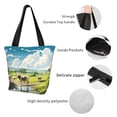 thumbnail image 4 of Fotbe Countryside Farm Cow Bolsa de Playa con Estampado, Bolsa de Hombro, Bolsa de Mano Espaciosa, Bolsa de Viaje Ligera, Bolsa de Compras Versátil, 4 of 6