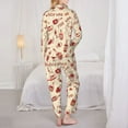 thumbnail image 5 of Junzan Red Wine Print Womens Pajama Sets,Long Sleeve Button Down For Women Pjs 2 Piece, 5 of 9