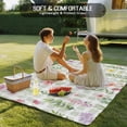 thumbnail image 4 of Spring Floral Outdoor Rug for Patio/Deck/Porch, Non-Slip Large Area Rug 6 x 9 Ft, Pink Flowers Green Plaid Pastoral Indoor Outdoor Rugs Washable Area Rugs, Reversible Camping Rug Carpet Runner, 4 of 8
