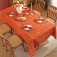 thumbnail image 2 of Tablecloth Rectangle 60 x 102 Inch Maple Leaves Jacquard Waterproof Washable Heavy Weight Damask Table Cloth, Plaid Table Cover for Fall, Thanksgiving, Autumn, Harvest, Party, Rusty, 2 of 7