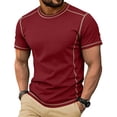 thumbnail image 2 of hotojiny Mens Shirts Casual Lightweight Slim Fit Summer T-Shirt Comfortable Short Sleeve Side Striped Top Everyday Wear, 2 of 7