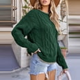 thumbnail image 5 of WTOBBY Women's Loose Winter Knitted Fashion Casual Pullover Sweater, Cozy Long Sleeve Top for Fall and Winter, Comfortable and Stylish Everyday Outfit,Dark Green L, 5 of 6