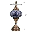 thumbnail image 5 of KusKuus Handmade 14" Blue LED Turkish Lamp Decorative Moroccan Lamp Mosaic Boho Bedside Night Lamp Vintage Mosaic Table Lamp Stained Glass Globe, Brass Colored Base with 8W LED Bulb and US Plug BSC6, 5 of 6