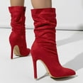 thumbnail image 6 of UngA Women'S Cowboy Boots Women's Back Lace Up High Heel Platform Knee High Boots Red,5.5, 6 of 7