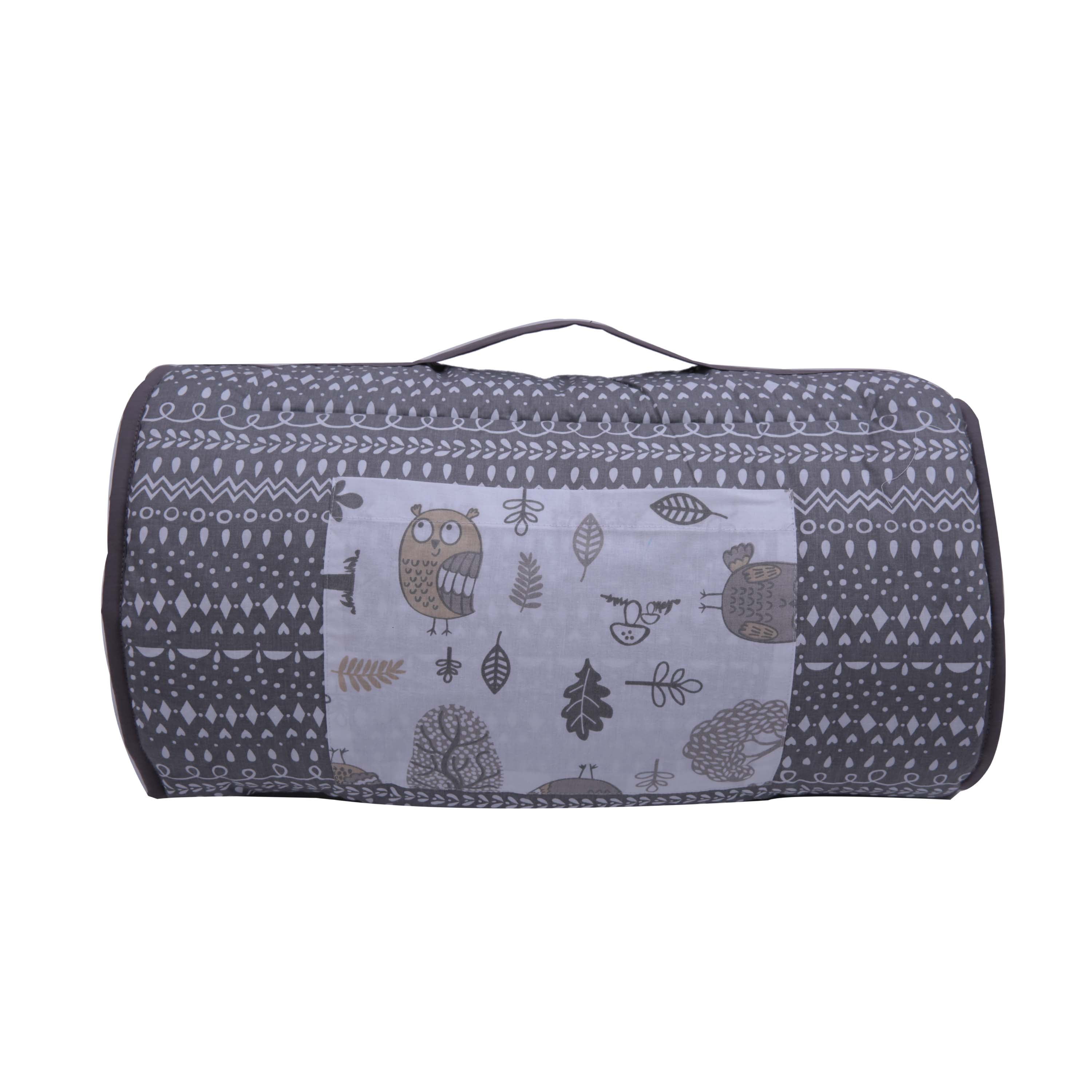 Bacati - Owls Grey/Beige Neutral Cotton Nap Mat