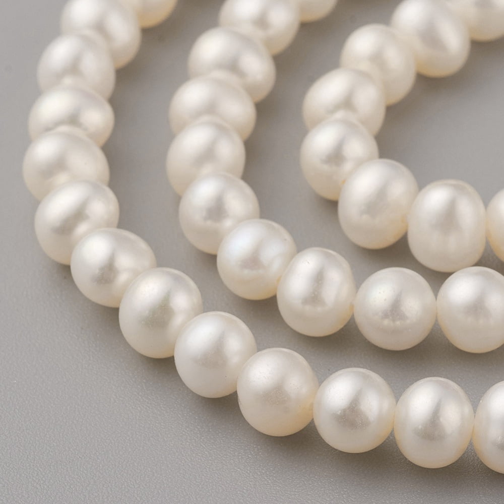 Natural Cultured Freshwater Pearl Beads Strands Potato Seashell Color 5.5~6x5~5.5mm Hole: 0.8mm about 64~65pcs/strand 14.17~14.37 inch(36~36.5cm)