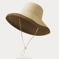 thumbnail image 4 of Women Fisherman Hat Contrast Color Round Lightweight Fasten String Anti-UV Lady Cap Headwear, 4 of 8