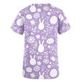 thumbnail image 5 of Hauts à Manches Courtes pour Femmes Coupe Ample Décontractée Imprimé de Pâques avec Poche Col en V Uniforme d'Infirmière, 5 of 5