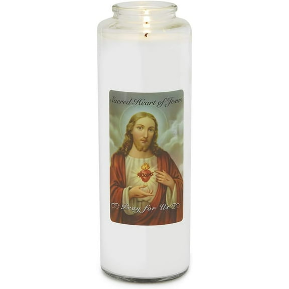 ROOT Candles Clear Glass Devotional 7-Day Prayer Candle, 1-Count, Sacred Heart of Jesus