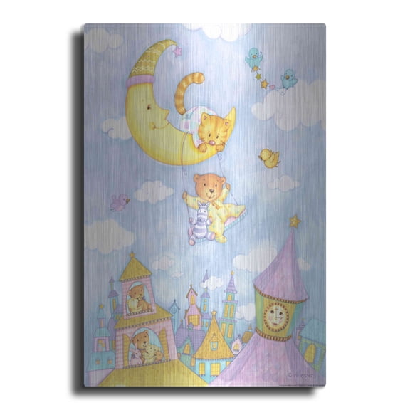 Luxe Metal Art 'Moon Swing' by Viv Eisner, Metal Wall Art, 12"x16"