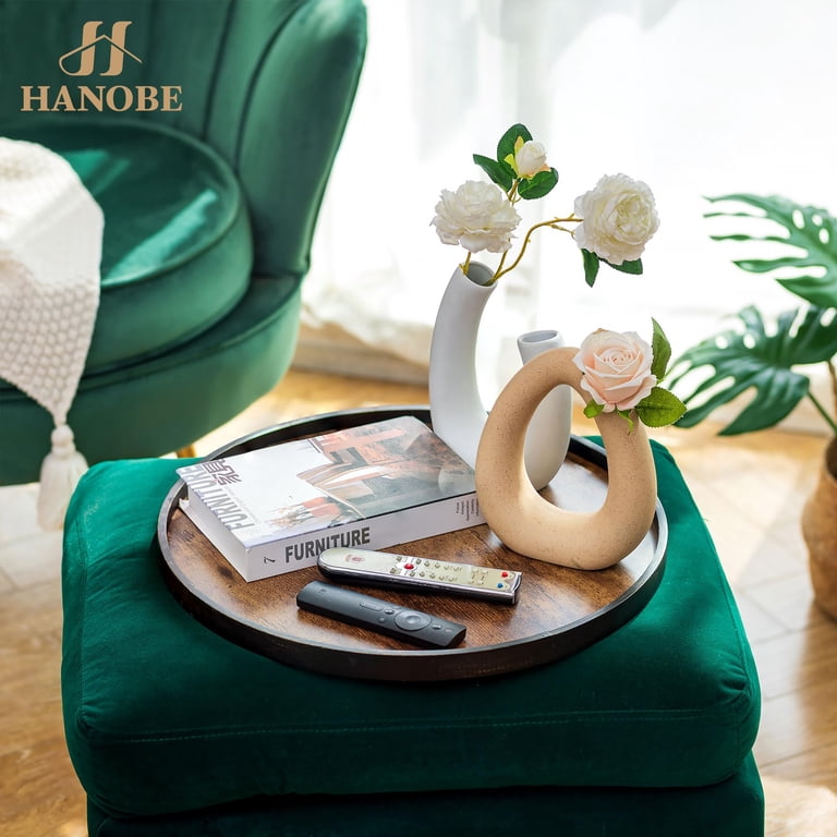 Hanobe Farmhouse Round Tray, Brown, 18 Inch photo 6