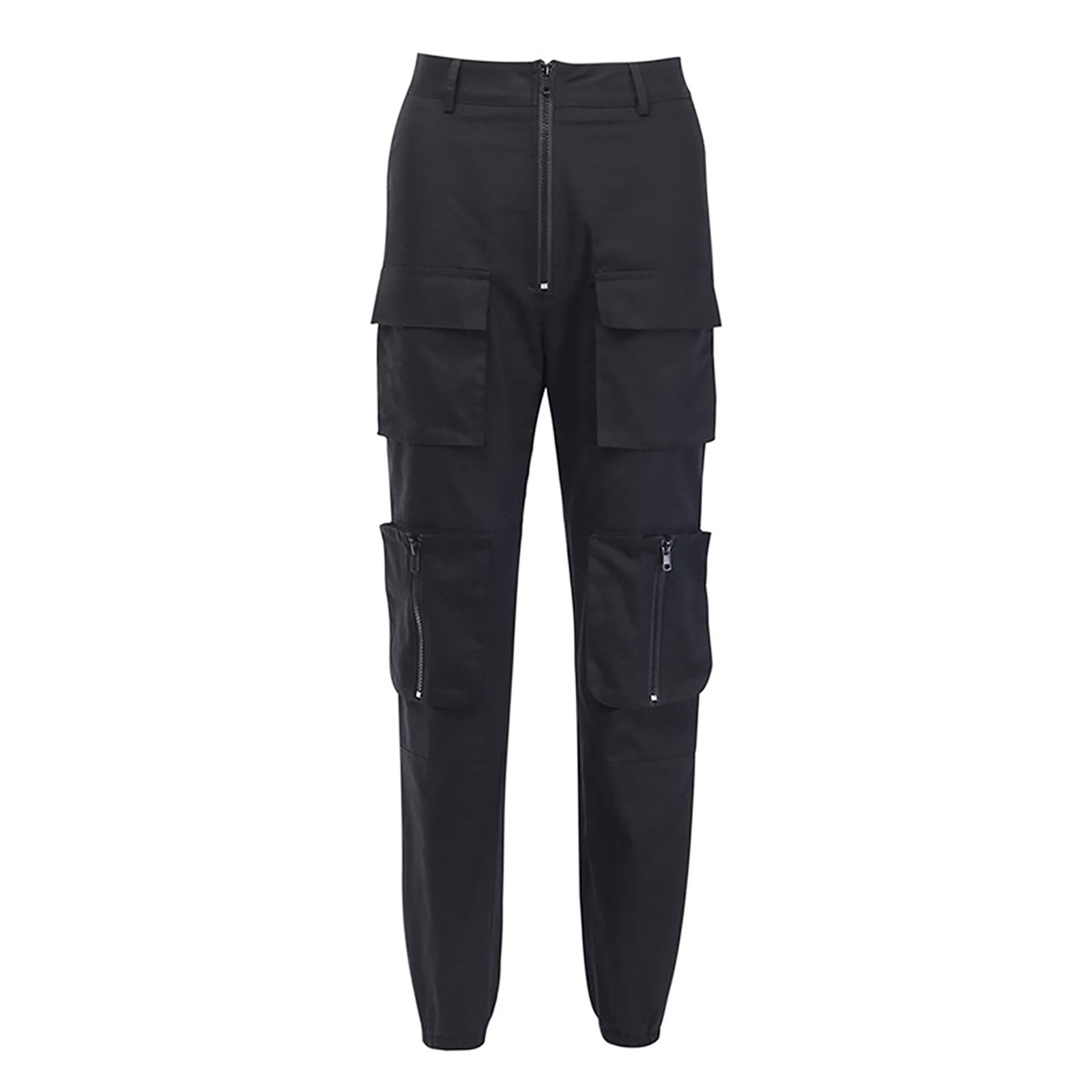 Black Cargo Pocket Utility Jogger Pants With Belt | Hot Topic