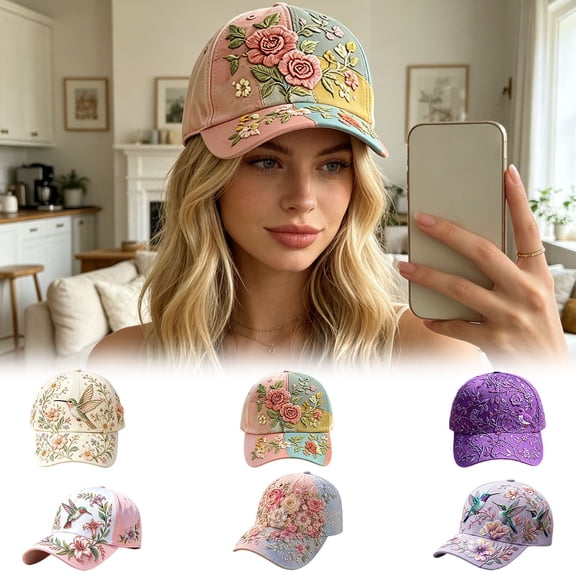 2026 Limited Garden Floral Bird Print Baseball Cap Light Breath Adjustable Unisex Outdoor Sun Hat