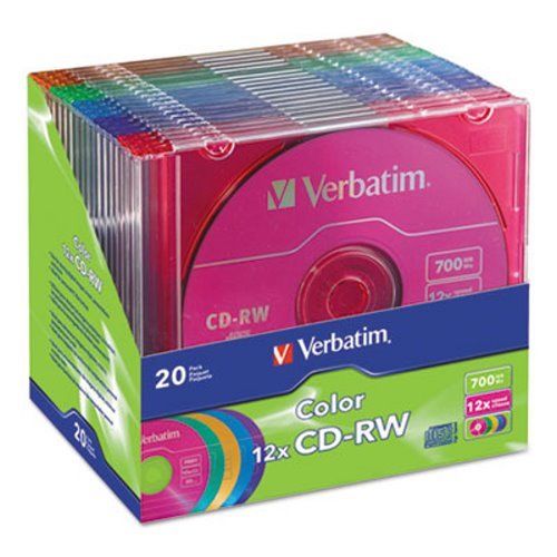 Verbatim CDRW HighSpeed Rewritable Disc, 700MB, 12x, Case, 20 Discs