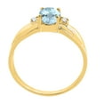 thumbnail image 2 of Mauli Jewels Rings for Women 0.9 Carat Oval Aquamarine and Diamond Ring 4-Prong 10K Yellow Gold, 2 of 6