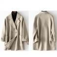 thumbnail image 4 of Coats for Women Stand Collar Solid Casual Thicken Wool Inner Lining Pocket Breasted Pea Coat,Womens Coats Plus Size Khaki XXL, 4 of 6