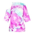 thumbnail image 4 of Abcnature Women's Tie-Dye Printed O-Neck Off-Shoulder Short Sleeve Tops T-shirt Blouse Purple S, 4 of 6