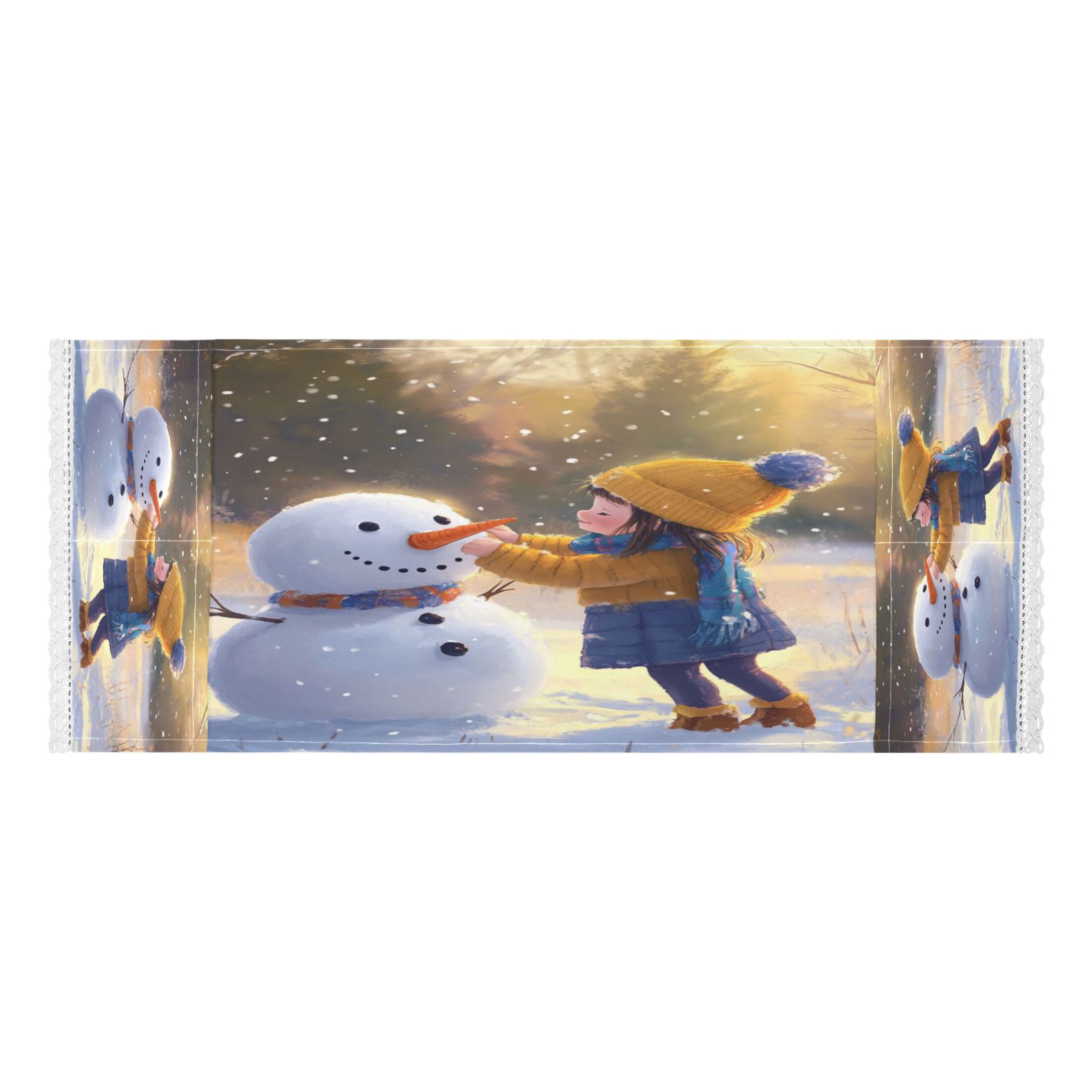 Girl with A SnowmanWasher and Dryer Covers Dust-Proof and Oil Resistant Fridge Cover with 4 Storage Pockets Washing Machine Top Cover for Laundry Kitchen Home 51.2 x 22 In
