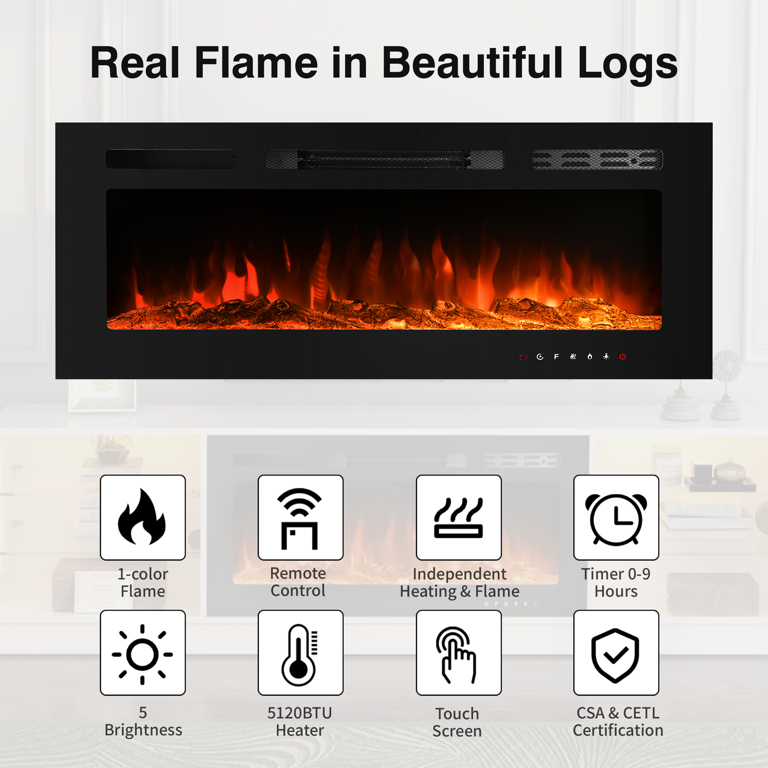 Yoleny Fireplace TV Stand with 40 Electric Fireplace, Entertainment Center  with Adjustable Glass Shelves, TV Console for TVs up to 79, TV Table for  Living Room/ Bedroom/Office, White - Walmart.com