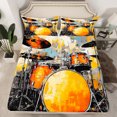 thumbnail image 2 of Manfei Oil Painting Artwork Bed Sheets,Graffiti Drum Kit King Sheets,Musical Instrument Theme Sheet Set For Girls Boys,Super Cozy Room Decor,4pcs, 2 of 7