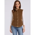 thumbnail image 3 of DARING DIVA Women's Fleece Button Down Jacket with Pockets Oversized Fuzzy Vests XS Dark Brown, 3 of 7