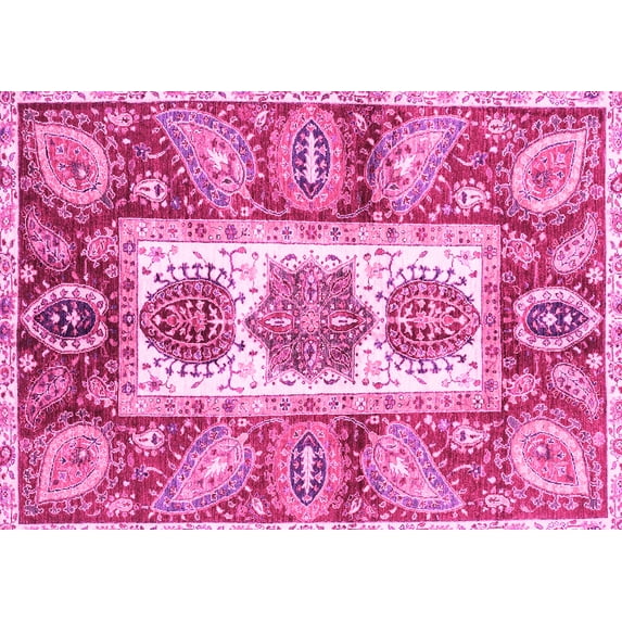 Ahgly Company Indoor Rectangle Abstract Pink Modern Area Rugs, 2' x 3'