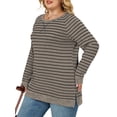 thumbnail image 2 of NISVIYA Plus Size Long Sleeve Sweatshirts for Women Casual Striped Crew Neck Raglan Dressy Pullover, 2 of 6