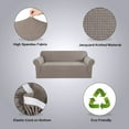thumbnail image 2 of Modern Spandex Sofa Cover Couch Covers with Elastic Bottom Lycra Jacquard High Stretch Sofa Slipcover Stylish Furniture Cover/Protector Machine Washable for Sofa 72"- 88" Width - Taupe, 2 of 7