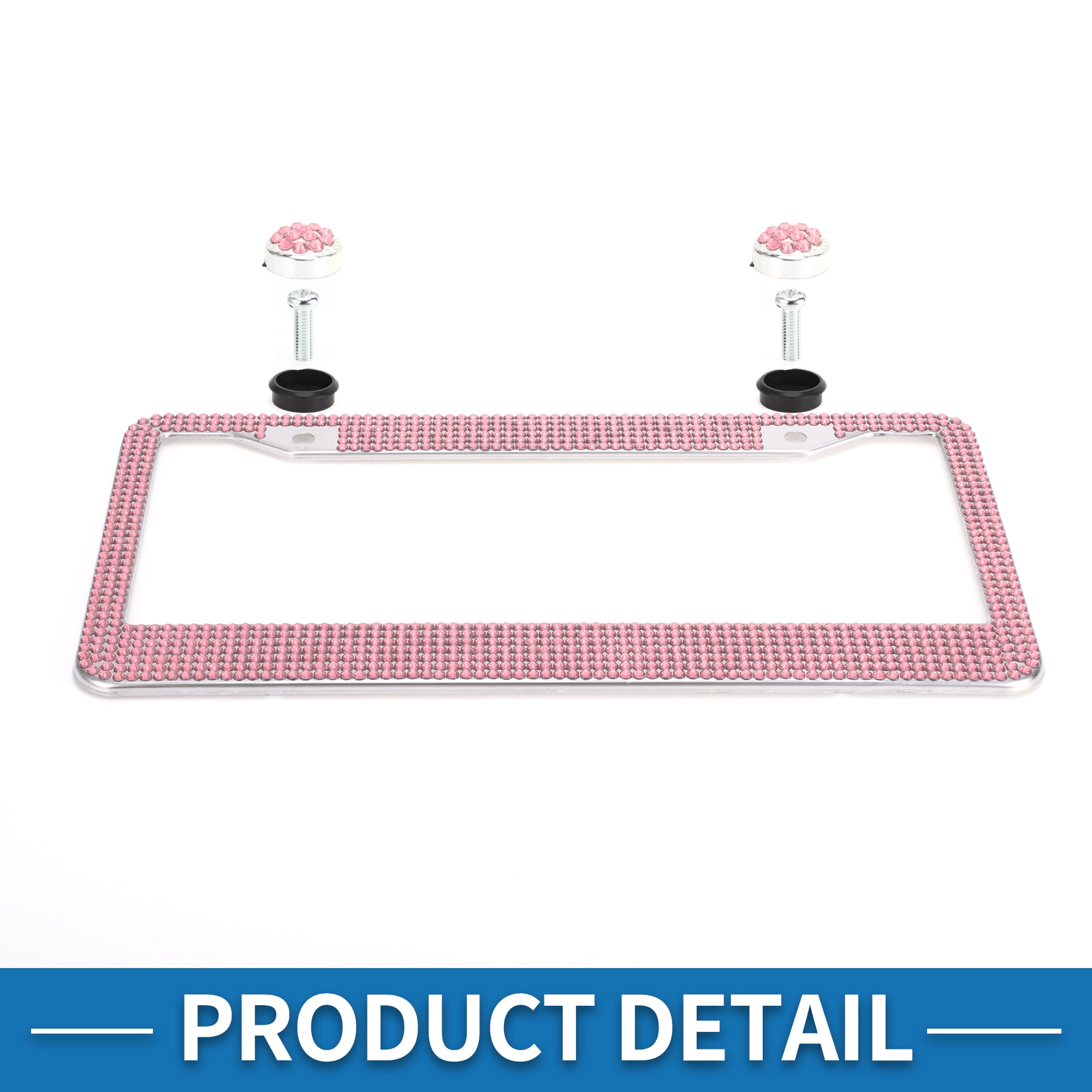 Unique Bargains Stainless Steel License Plate Holder Round Hole Mirror Polished Pink