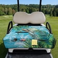 thumbnail image 2 of Yuyamidu Seaside Golf Cart Seat Covers 2 Passenger Seats Golf Cart Seat Towel Blanket with 4 Front Pockets Palm Leaves Club Car Golf Cart Accessories for All Season Protection, 2 of 8