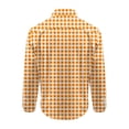 thumbnail image 4 of TOUMENY Men's Casual Button Down Shirts Long Sleeve Plaid Slim Fit Collared Summer Fall Party Tops Lightweight Trendy Print Shirt Orange XL, 4 of 5