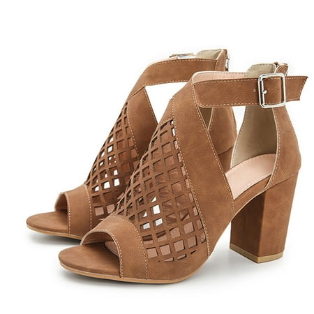 

LBS Summer Fashion Shoes for Women Hollow Zipper Ladies Shoes Fish Mouth Sandals