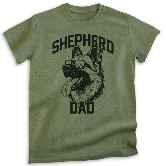 Shepherd Dad T-shirt, Unisex Men's Shirt, German Shepherd Owner, Best Dog Dad Gift, Heather Military Green, Medium