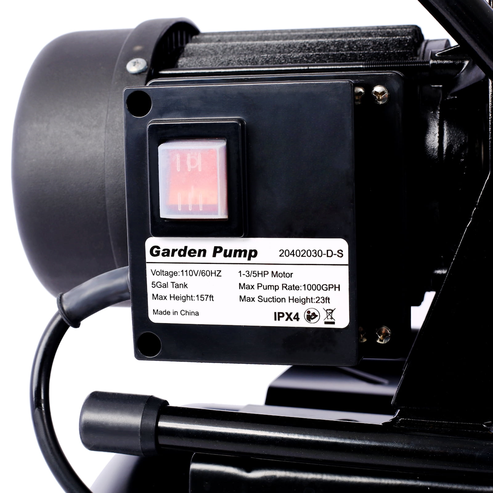 LuckyNote 1.6HP Shallow Well Pump with Pressure Tank, Automatic Water Booster Pump for Home Garden Lawn Farm, Stainless Steel Head, Black