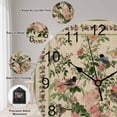 thumbnail image 5 of Wall Clock Pink Floral Bird Clocks PVC Silent Non-Ticking Battery Operated Decorative Green Leaves Branches Linen Round Clock for Home Living Room Kitchen Bedroom Office School Wall Decor 10 Inch, 5 of 9