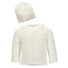 Baby Dove Cable Knit Cardigan & Beanie Set,Ivory,3-6 Months