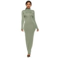thumbnail image 1 of Plus Size Party Solid Color Women Long Sleeve Turtleneck Bodycon Maxi Dress, 1 of 8