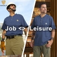 thumbnail image 3 of Kecols Loose Fit Thick Work T-Shirts for Men Short Sleeve Pocket Henley Workwear Shirts (Tall & Regular)(Dark Blue,XL,), 3 of 8