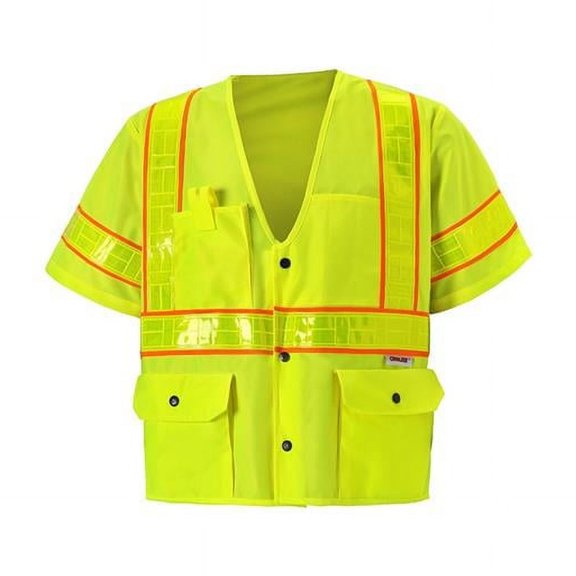 Class 3 Zipper Front Oralite High-Viz Vest, Lime - 5XL