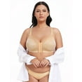 thumbnail image 6 of WingsLove Front Fastening Bras for Women Minimizer Wireless Non Padded Full Coverage Back Support Plus Size Bras (Dark Nude,38D), 6 of 7