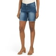 thumbnail image 3 of Nanette Lepore Women's Belle High Rise Fringed Hem Denim Shorts-Blue / 14, 3 of 5