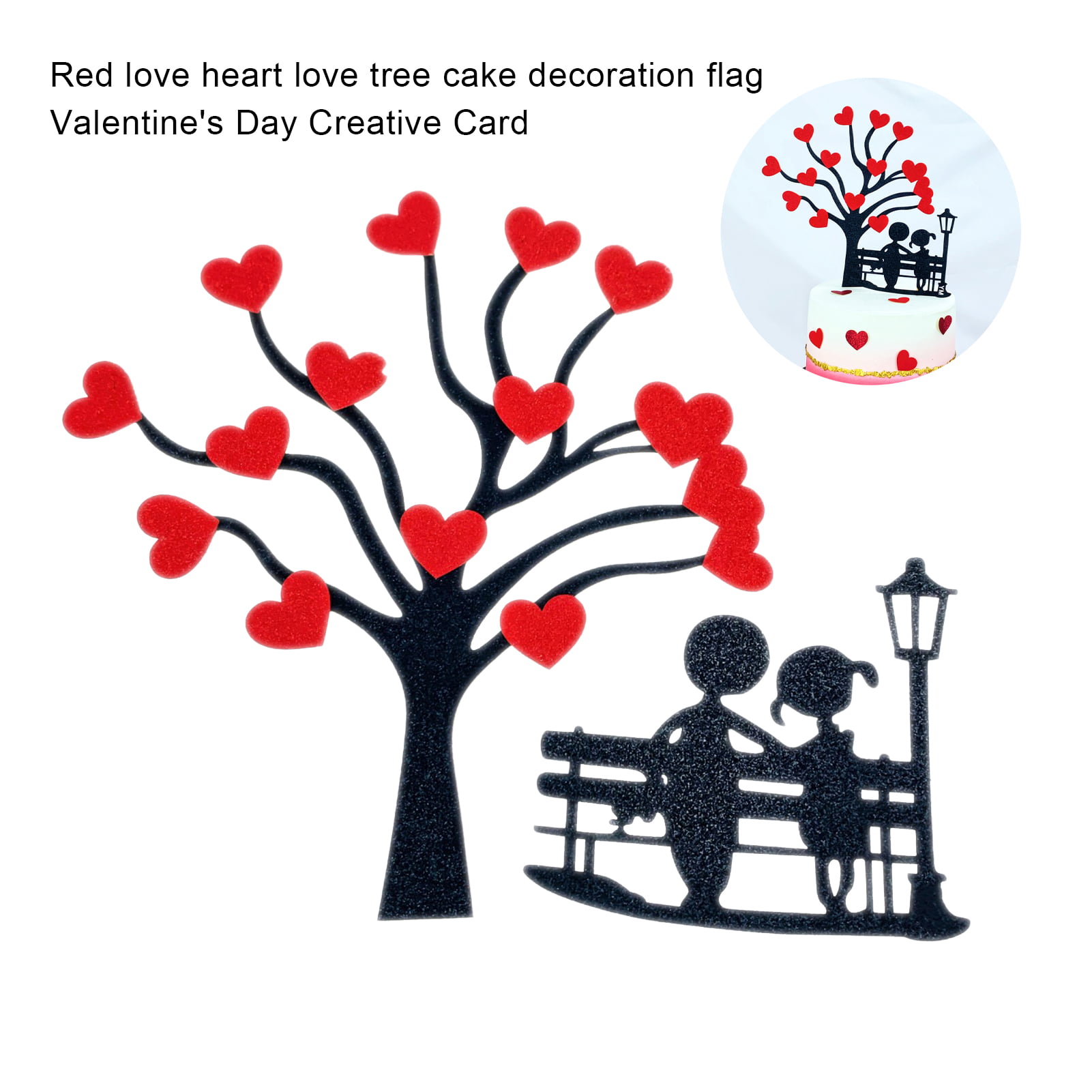 24PCS Fashion Heart Shape Cake Toppers LOVE Cake Ornaments Romantic Valentine's 