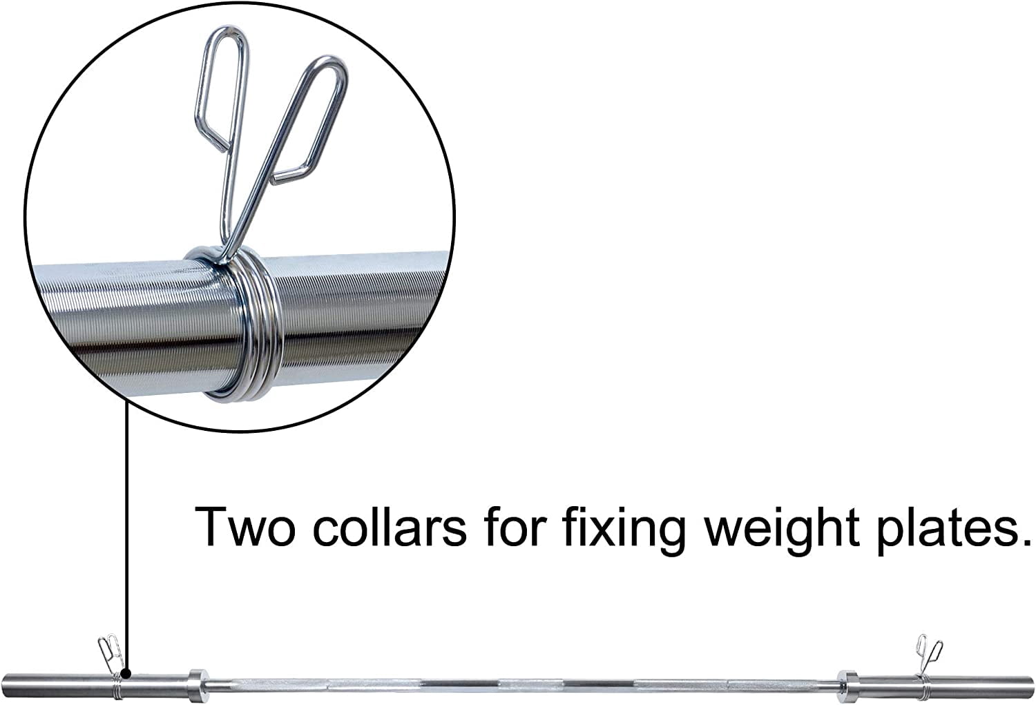 Kendal Olympic Barbell Bar Weight Bar with Two Spring Collars, Solid Iron Workout Barbell Weight Straight Weightlifting Bar for Home Fitness Exercise Equipment (5 FEET)