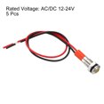 thumbnail image 3 of Unique Bargains 12V/24V 6mm Metal Green Indicator Lights Flush Panel LED Signal with Cable, 5 Pack, 3 of 5