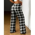 thumbnail image 4 of MLDRA Women Pajama Pants Lightweight Cute Comfy Pj Bottom With Pockets Stretch Plaid Sleepwear,2025 Fall Black, 4 of 6